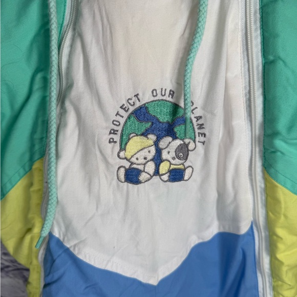 Vintage 90s Colorblock Kids Snowsuit Alpine mint blue and white size 18 months - Picture 2 of 9